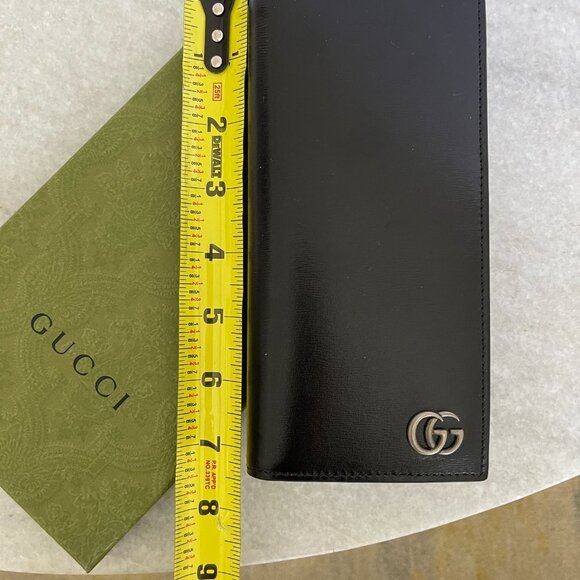 Gucci 428740 Men's Black Leather GG Marmont Vertical Wallet, Boarded Plutone - Picture 15 of 15